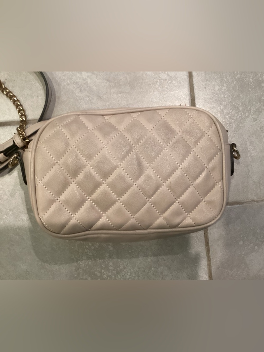 Lola Mae Quilted Crossbody Bag with Tassel in Beige - Picture 7 of 8